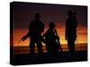 Silhouette of U.S Marines On a Bunker at Sunset in Afghanistan-Stocktrek Images-Stretched Canvas
