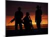 Silhouette of U.S Marines On a Bunker at Sunset in Afghanistan-Stocktrek Images-Mounted Premium Photographic Print