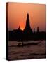 Silhouette of Wat Arun (Temple of the Dawn), at Sunset, on Banks of Chao Phraya River, Thailand-Richard Nebesky-Stretched Canvas