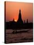 Silhouette of Wat Arun (Temple of the Dawn), at Sunset, on Banks of Chao Phraya River, Thailand-Richard Nebesky-Stretched Canvas