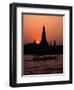 Silhouette of Wat Arun (Temple of the Dawn), at Sunset, on Banks of Chao Phraya River, Thailand-Richard Nebesky-Framed Photographic Print