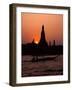 Silhouette of Wat Arun (Temple of the Dawn), at Sunset, on Banks of Chao Phraya River, Thailand-Richard Nebesky-Framed Photographic Print