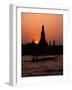 Silhouette of Wat Arun (Temple of the Dawn), at Sunset, on Banks of Chao Phraya River, Thailand-Richard Nebesky-Framed Photographic Print