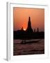 Silhouette of Wat Arun (Temple of the Dawn), at Sunset, on Banks of Chao Phraya River, Thailand-Richard Nebesky-Framed Photographic Print