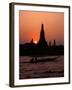 Silhouette of Wat Arun (Temple of the Dawn), at Sunset, on Banks of Chao Phraya River, Thailand-Richard Nebesky-Framed Photographic Print