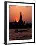 Silhouette of Wat Arun (Temple of the Dawn), at Sunset, on Banks of Chao Phraya River, Thailand-Richard Nebesky-Framed Photographic Print