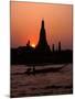 Silhouette of Wat Arun (Temple of the Dawn), at Sunset, on Banks of Chao Phraya River, Thailand-Richard Nebesky-Mounted Photographic Print