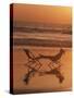 Silhouette of Woman in Beach Chair on the Beach-Mitch Diamond-Stretched Canvas