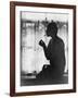 Silhouette of Woman Lighting Cigarette Photograph - New York, NY-Lantern Press-Framed Art Print