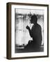 Silhouette of Woman Lighting Cigarette Photograph - New York, NY-Lantern Press-Framed Art Print