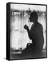 Silhouette of Woman Lighting Cigarette Photograph - New York, NY-Lantern Press-Framed Stretched Canvas