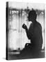 Silhouette of Woman Lighting Cigarette Photograph - New York, NY-Lantern Press-Stretched Canvas