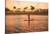 Silhouette of Woman Paddleboarding in the Pacific Ocean, Bora Bora, French Polynesia-null-Stretched Canvas