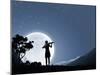 Silhouette of Woman Playing Violin at Night-Sergey Nivens-Mounted Photographic Print