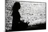 Silhouette of woman practicing yoga at sunset. Lotus position. French Alps. France-null-Mounted Photographic Print