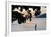 Silhouette of Woman Wading at Sea at Sunset, Anse L' Islette, Seychelles, Indian Ocean Islands-Guido Cozzi-Framed Photographic Print