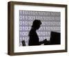 Silhouette of Woman Working on Computer-Bill Bachmann-Framed Photographic Print