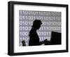 Silhouette of Woman Working on Computer-Bill Bachmann-Framed Photographic Print