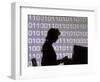 Silhouette of Woman Working on Computer-Bill Bachmann-Framed Photographic Print