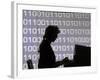 Silhouette of Woman Working on Computer-Bill Bachmann-Framed Photographic Print