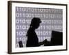 Silhouette of Woman Working on Computer-Bill Bachmann-Framed Photographic Print