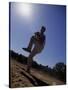 Silhouette of Young Boy in Action Pitching-null-Stretched Canvas