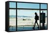 Silhouette of Young Woman Walking at Airport-Nomad Soul-Framed Stretched Canvas