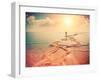 Silhouette of Young Woman Walking on Dead Sea at Sunrise-vvvita-Framed Photographic Print