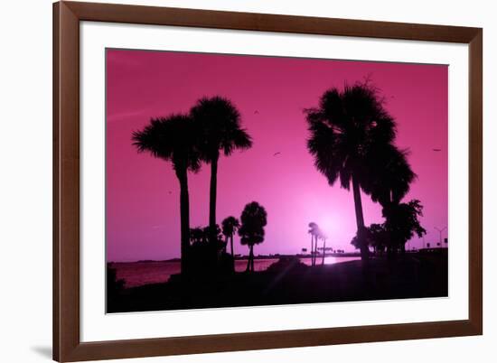 Silhouette Palm Trees at Sunset-Philippe Hugonnard-Framed Photographic Print