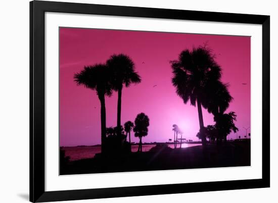 Silhouette Palm Trees at Sunset-Philippe Hugonnard-Framed Photographic Print