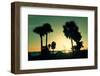 Silhouette Palm Trees at Sunset-Philippe Hugonnard-Framed Photographic Print