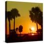 Silhouette Palm Trees at Sunset-Philippe Hugonnard-Stretched Canvas