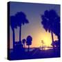 Silhouette Palm Trees at Sunset-Philippe Hugonnard-Stretched Canvas