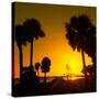 Silhouette Palm Trees at Sunset-Philippe Hugonnard-Stretched Canvas