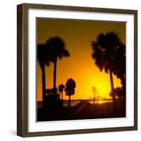 Silhouette Palm Trees at Sunset-Philippe Hugonnard-Framed Photographic Print