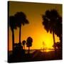 Silhouette Palm Trees at Sunset-Philippe Hugonnard-Stretched Canvas