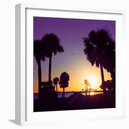 Silhouette Palm Trees at Sunset-Philippe Hugonnard-Framed Photographic Print