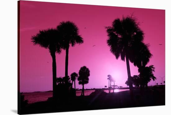 Silhouette Palm Trees at Sunset-Philippe Hugonnard-Stretched Canvas