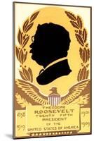 Silhouette Profile of Teddy Roosevelt-null-Mounted Art Print