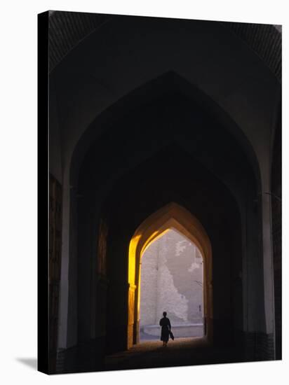 Silhouette Through Archway, Bukhara, Uzbekistan-Ellen Clark-Stretched Canvas