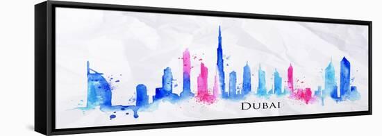 Silhouette Watercolor Dubai-anna42f-Framed Stretched Canvas