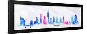 Silhouette Watercolor Dubai-anna42f-Framed Art Print