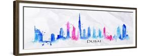 Silhouette Watercolor Dubai-anna42f-Framed Premium Giclee Print