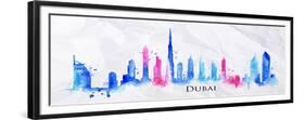 Silhouette Watercolor Dubai-anna42f-Framed Premium Giclee Print