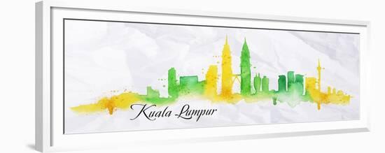 Silhouette Watercolor Kuala Lumpur-anna42f-Framed Premium Giclee Print