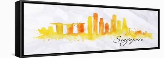 Silhouette Watercolor Singapore-anna42f-Framed Stretched Canvas