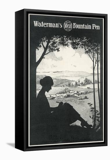 Silhouette, Woman Writes-null-Framed Stretched Canvas
