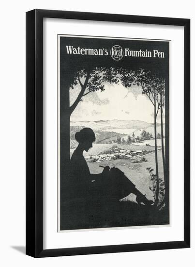 Silhouette, Woman Writes-null-Framed Art Print