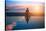 Silhouette Young Woman Practicing Yoga on the Beach at Sunset-De Visu-Stretched Canvas