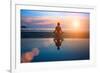 Silhouette Young Woman Practicing Yoga on the Beach at Sunset-De Visu-Framed Photographic Print